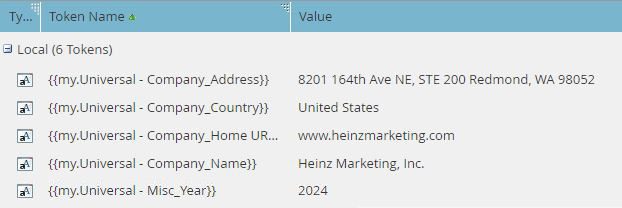 Marketo tokens