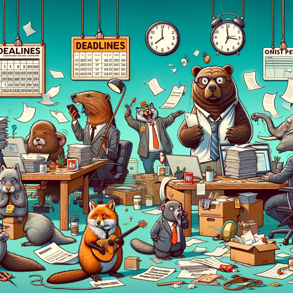 B2B marketing agency missing deadlines and having chaos, represented with business animals.