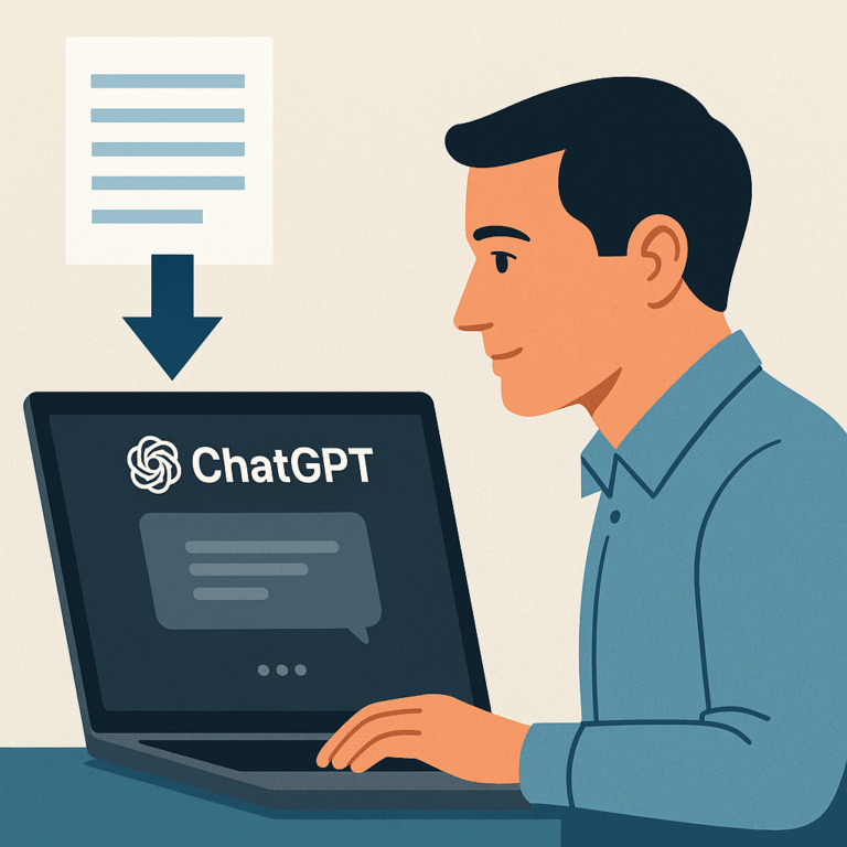 A man uploading data to ChatGPT.
